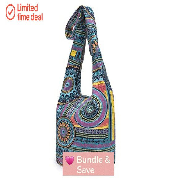 Large Canvas Crossbody Hobo Bag with Zipper Pockets, Perfect for iPad & Books - Picture 3 of 8